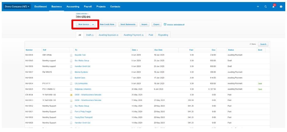how-to-create-invoices-in-xero-step-2