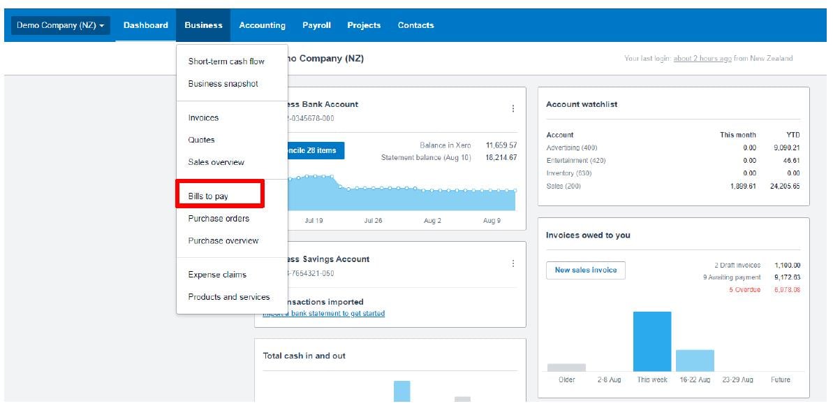 how-to-record-bills-in-xero-step-1